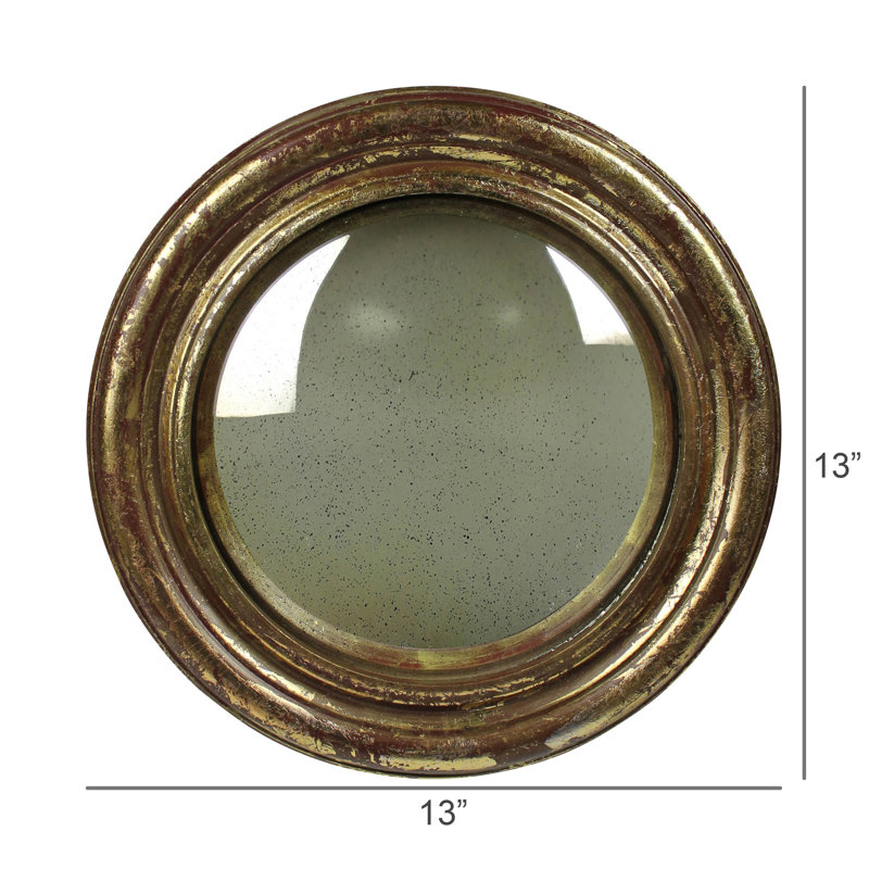 Miroir convexe, or antique - Lrg, 13 po x 13 po