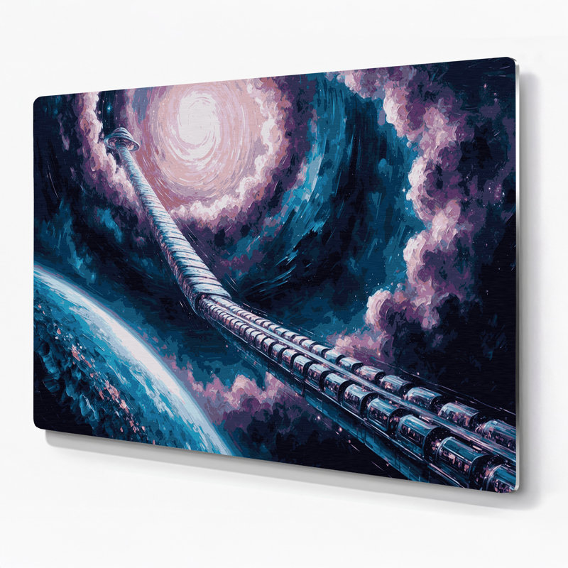Art mural en métal Sci Fi Space Elevator, H 12 po x l 18 po