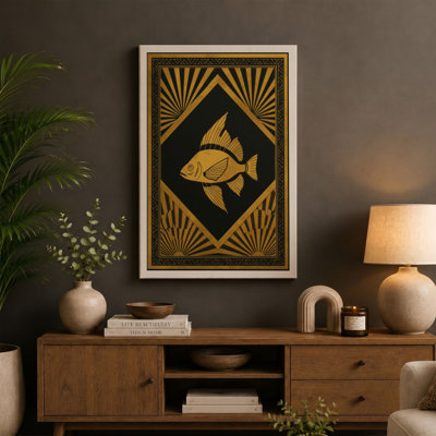 Golden Fish, Art Deco - Wrapped Canvas