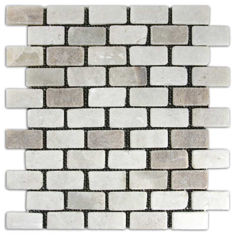 Carrelage mosaïque en pierre naturelle de 1 po x 2 po Rhine de couleur crème idéal pour la cuisine et la salle de bain - 1 pied carré