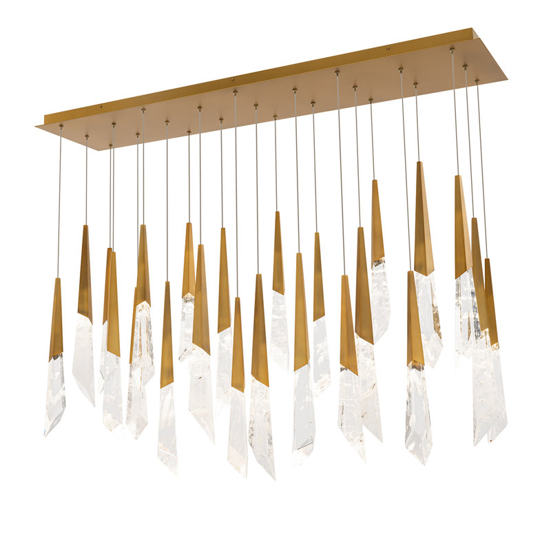 Solitude 23 Light Crystal LED Multi-Light Pendant, Aged Brass