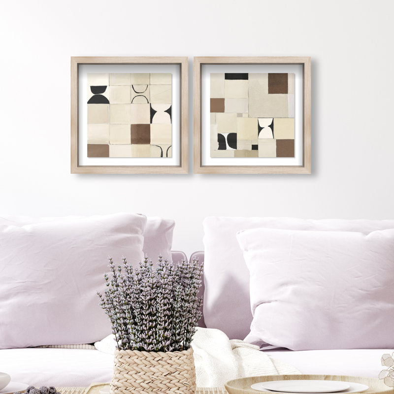 Boho Tiles Set by Oliver Gal, 13.5" H x 13.5" W, Natural Oak Shadowbox