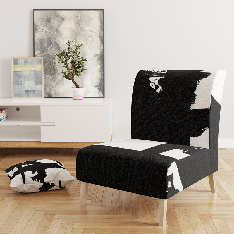 Fauteuil de chambre en tissu noir et blanc Crossing Paths I