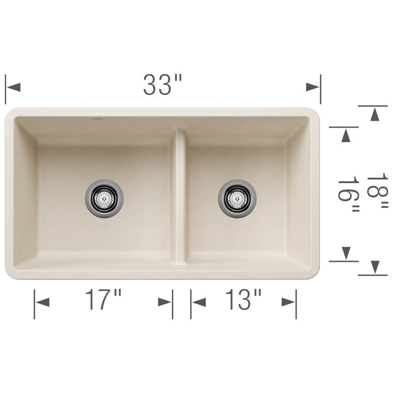 Évier de cuisine à double cuve réversible 60/40 Precis SILGRANIT avec cloison basse - blanc doux, Blanc doux