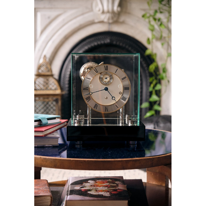 Analog Quartz movement / Crystal Tabletop Clock, Black/Nickel