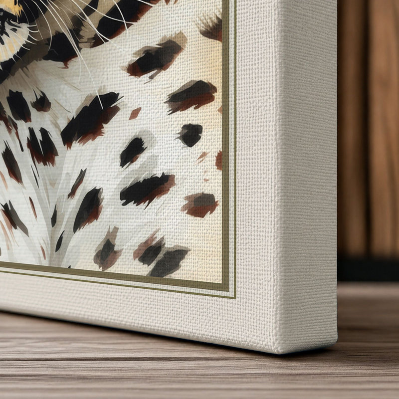 Leopard Portrait Boho - Wrapped Canvas, 18x12 - 45.7 x 30.5 cm, Cream Border
