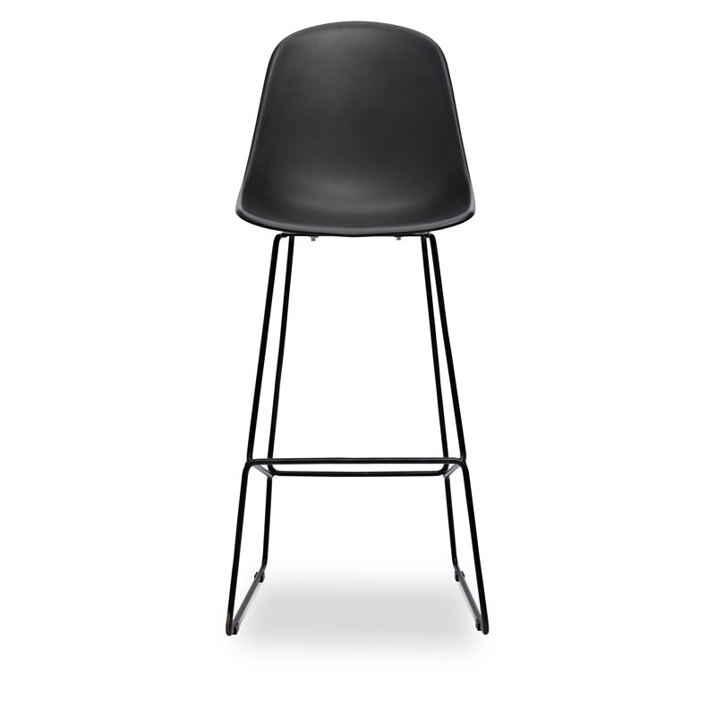 Black Metal Frame Counter Stool with Plastic Seat, Set of 2