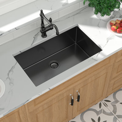 Gunmetal Black Undermount Kitchen Sink 16 Gauge Sink with Nano Pvd