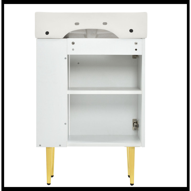 Meuble-lavabo sur pied simple avec plateau en céramique 21,60 po Juliana
