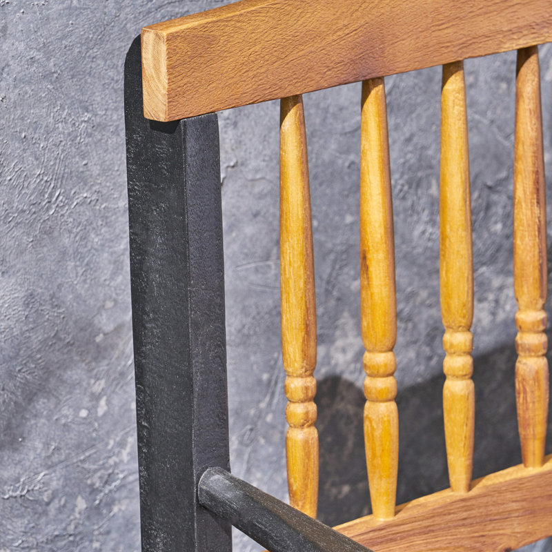 Banc Classic Imperial, design avec tablette, bois, finition avec accoudoirs noirs, siège d'une profondeur de 52,25 po, siège 17,75 po