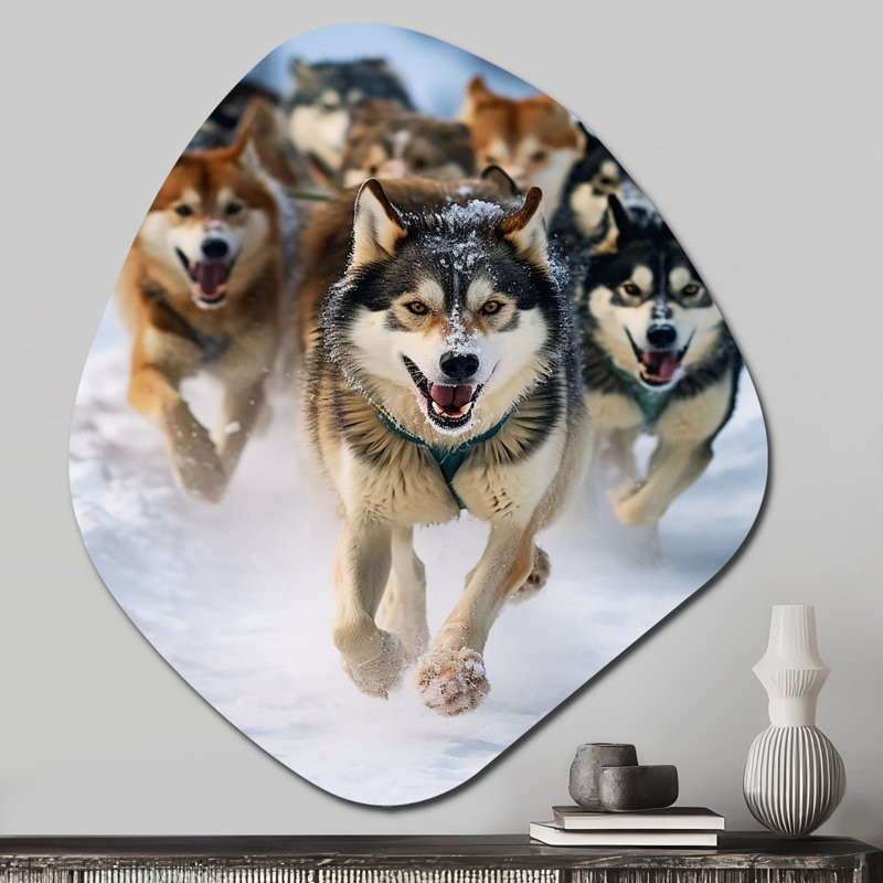 Décoration murale Alaska en traîneau à chiens III - forme nébuleuse Alaska, H 28 po x l 25 po x P 1 po