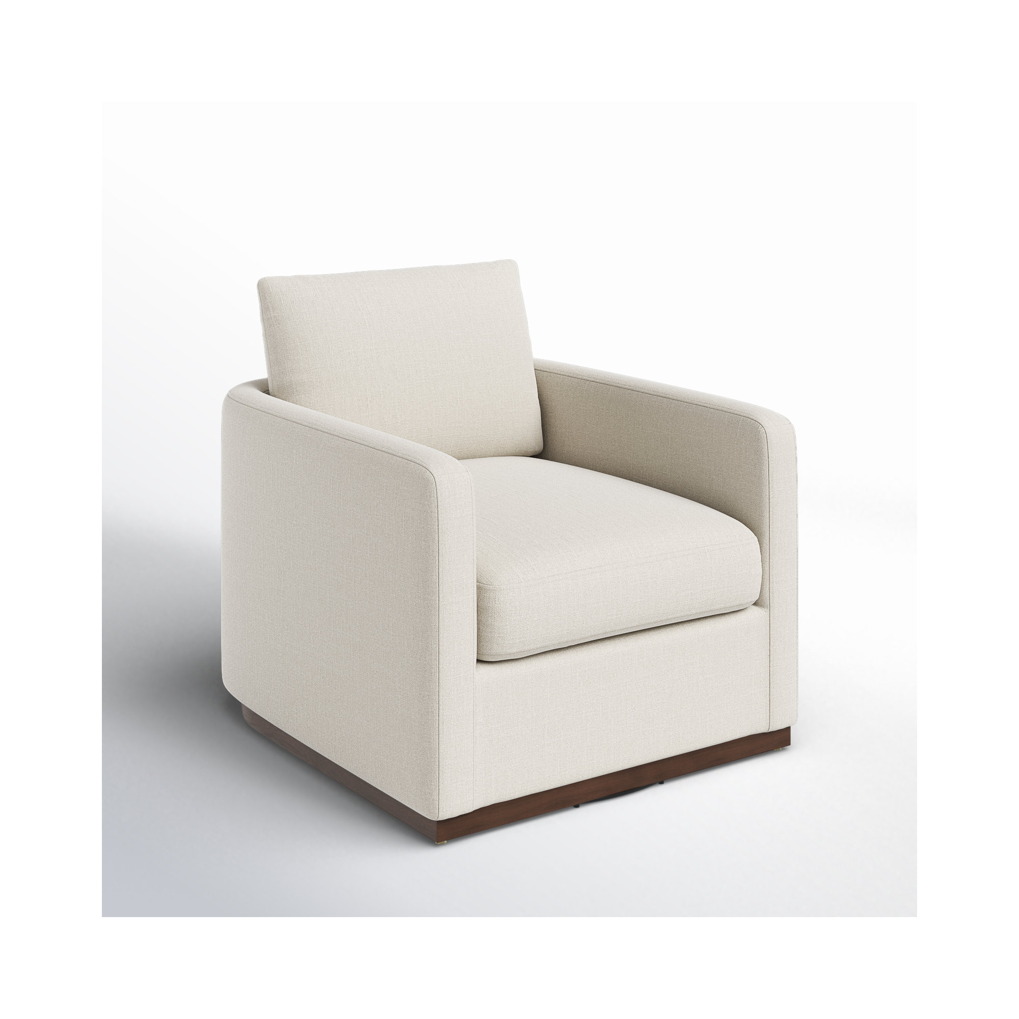 Bobbi Rounded Back Upholstered Swivel Armchair, Effie Linen Performance Linen