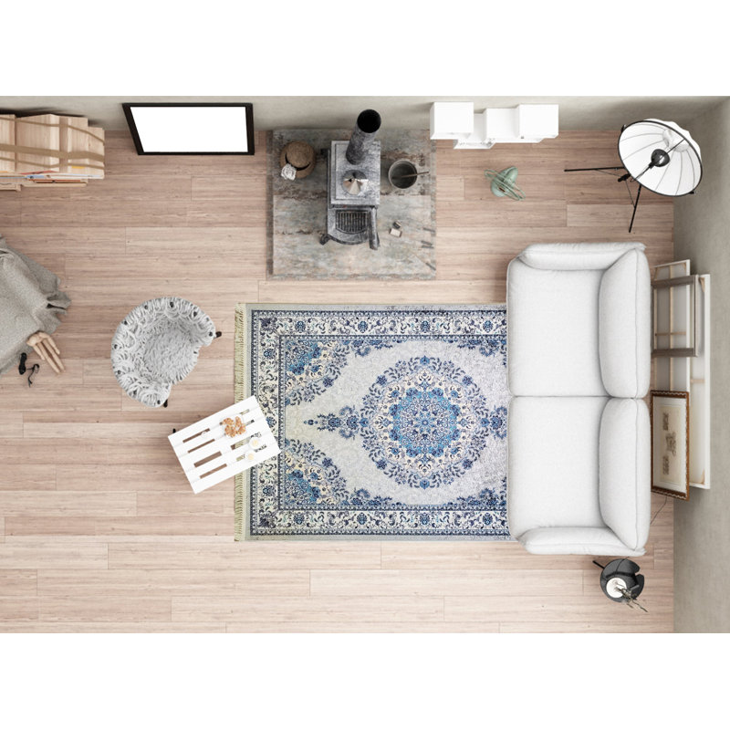 Tapis gris de style sud-ouest Leopold, Rectangle 5 pi 2 po x 7 pi 5 po