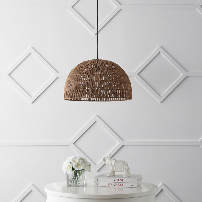 Khorawa 1 - Light Single Dome Pendant, 14" H x 20" W x 20" D, Black, Brown