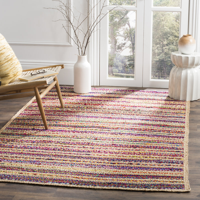 Tapis en jute / chindi tissé à la main Abhay, Rectangle 4 pi x 6 pi