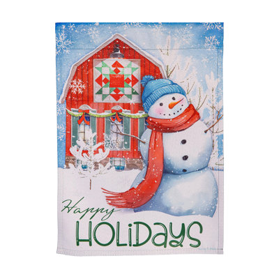 Drapeau de jardin en daim bonhomme de neige Festive Farm