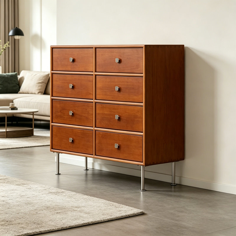 Commode d'appoint rétro en acier inoxydable