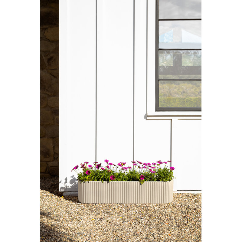 Sandstone 36" Plastic-Stone Outdoor Window Box Planter Set