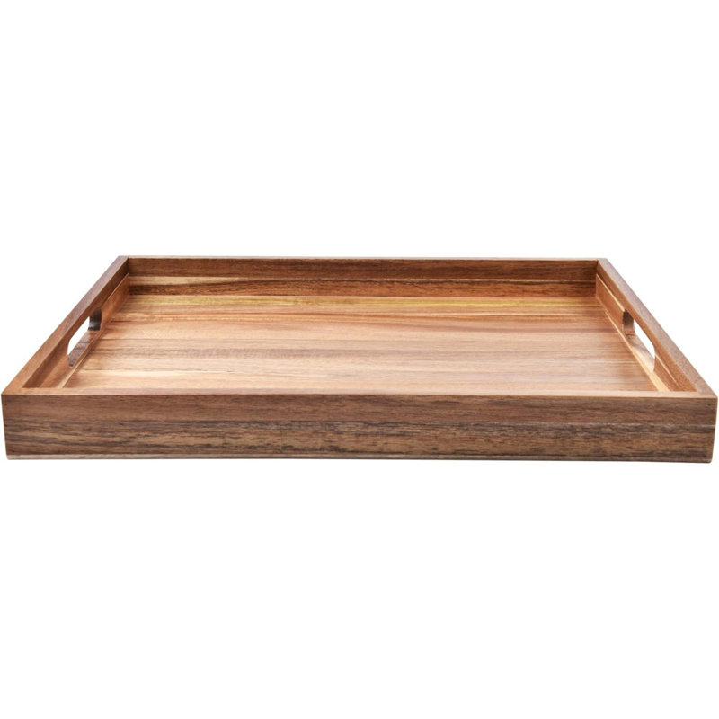 Acacia Wood Serving Tray With Handles  Decorative Serving Trays Platter For Breakfast In Bed, Lunch, Dinner, Appetizers, Patio, Ottoman, Coffee Table, BBQ, Party  Great For Lap &Couch