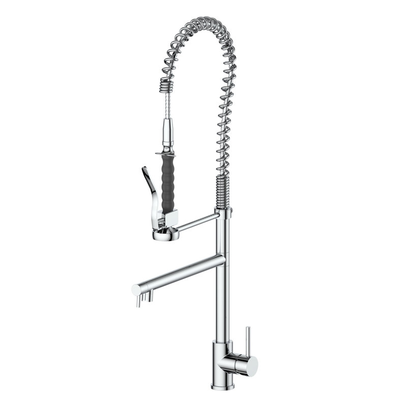 Chrome Pull-Out Spray Kitchen Faucet with 360-Degree Rotation