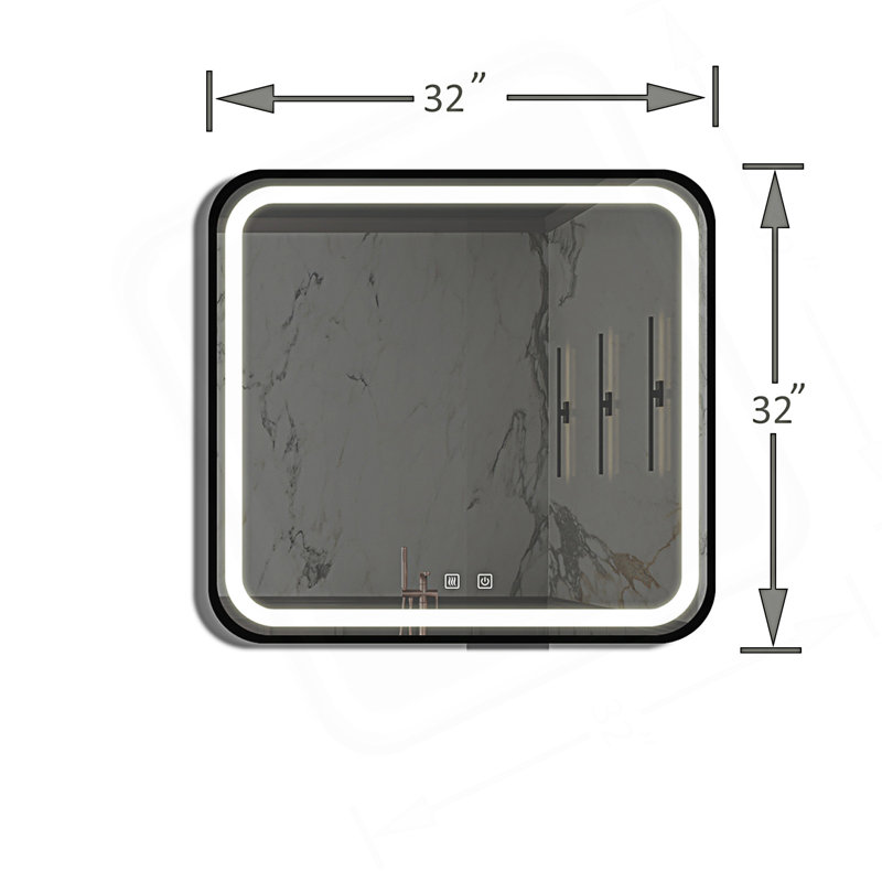 Miroir de meuble-lavabo carré 32 * 32 pouces avec fond de panier
