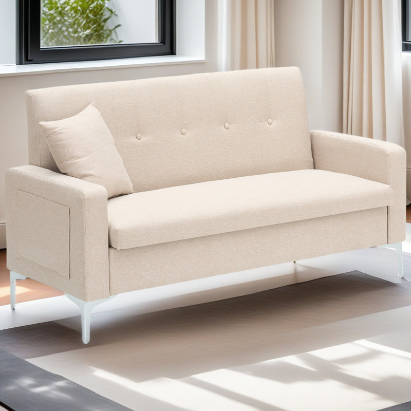Canapé double à rangement multifonctionnel et confortable, convenant au salon, à l’appartement et au bureau à domicile, Beige