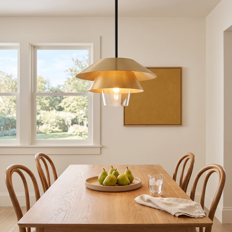 Davant 1 - Light Cone Pendant, Brushed Gold, 7.75" H x 13.5" W x 13.5" D