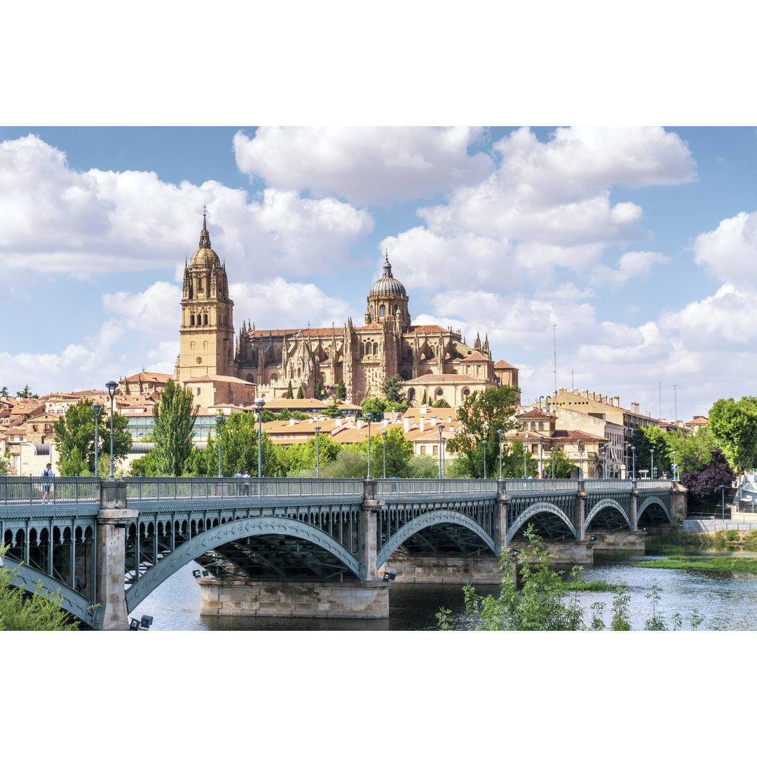 Salamanca mit Brücke über den Fluss Tormes und Kathedrale, Spanien von Eunikasopotnicka - Leinwandfoto