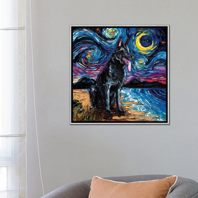 «Black German Shepherd Night» par Aja Treves - reproduction d'art
