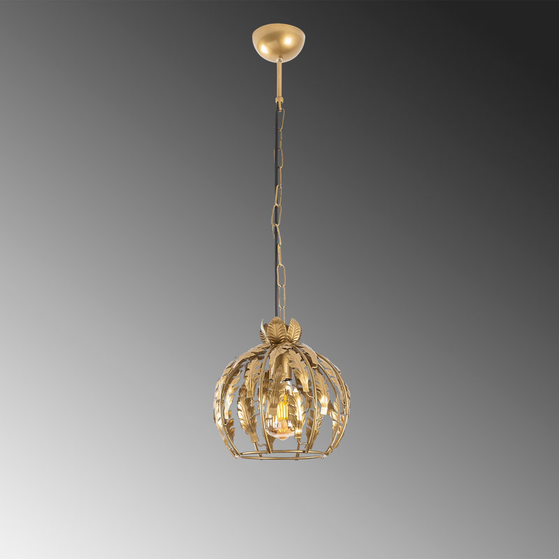 Luminaire suspendu sphère 1 lumière Mebane, Or