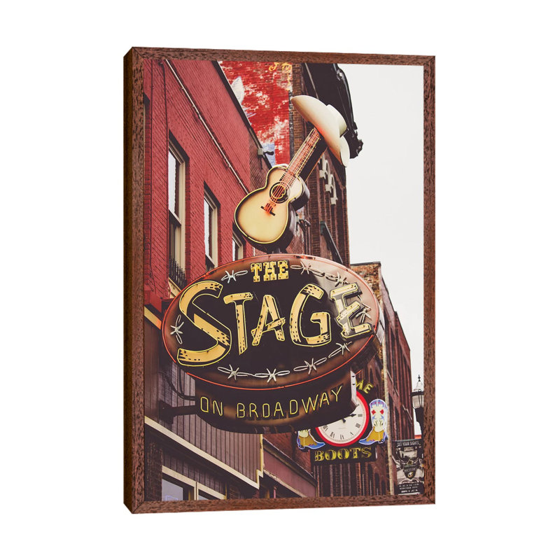 Nashville Neon IV by Ann Hudec - Print on Canvas, Classic Brown Wood Framed, 66.04cm H x 45.72cm W x 3.81cm D