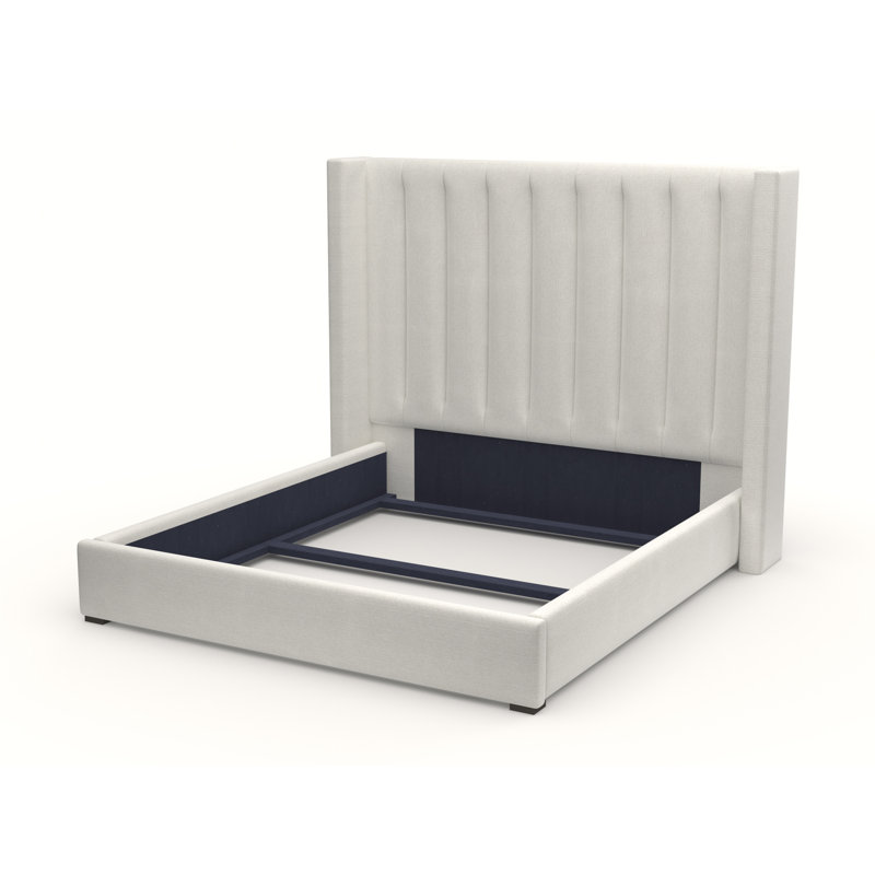 Lit tapissier standard à profil bas Esparto, Grand (moyen), Revolution® blanc cassé