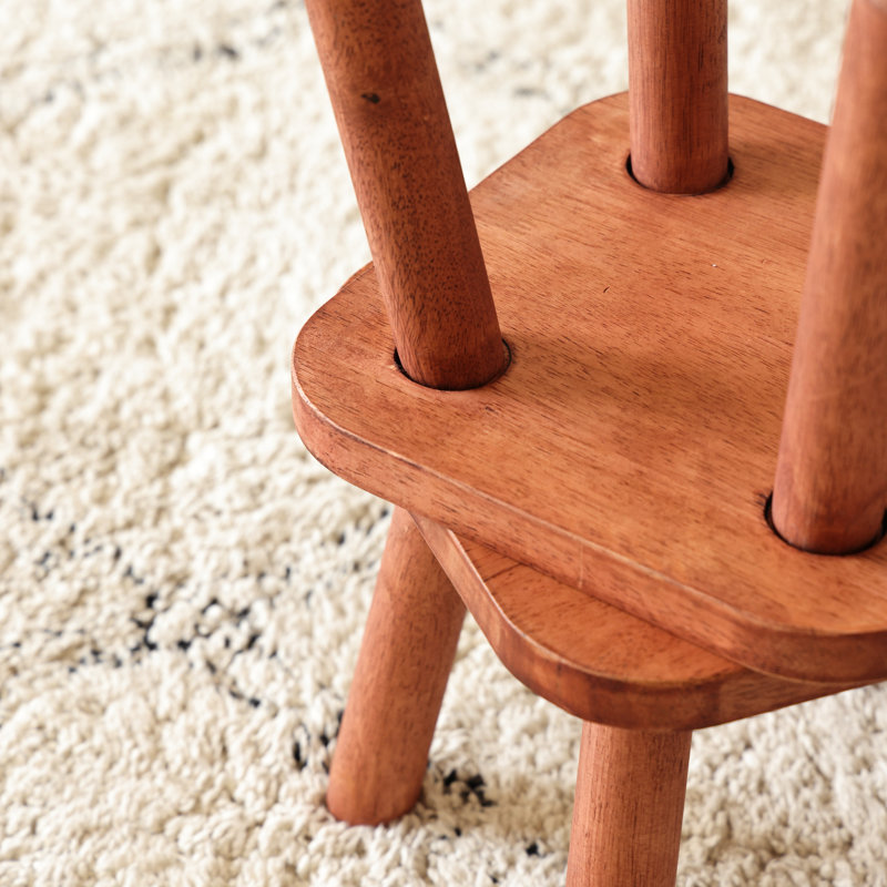 Solid Wood Accent Stool, Red