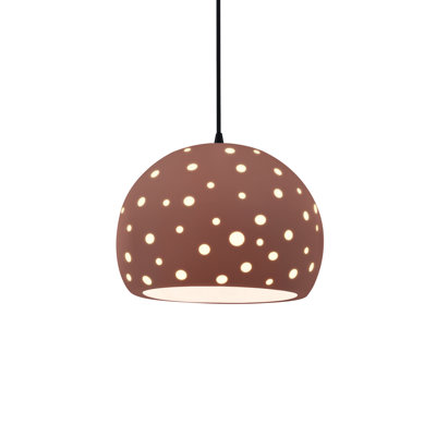 Perforated Globe 1-Light Pendant - Canyon Clay - Matte Black - 10"W X 7.75"H - Replaceable Bulb - Black Cord