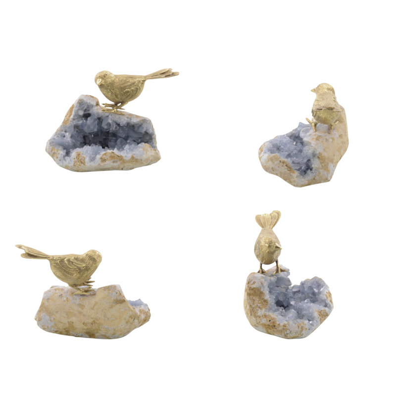 Bird on Celestite Rock II Figurine