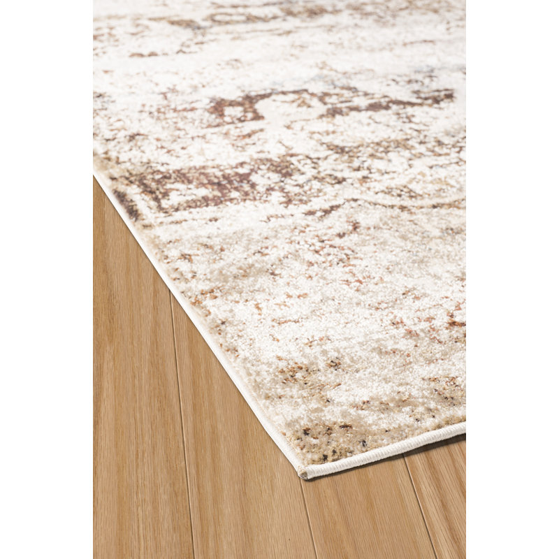 Tapis brun à motif floral Eeyan, Tapis de couloir 2 pi 7 po x 3 pi 11 po