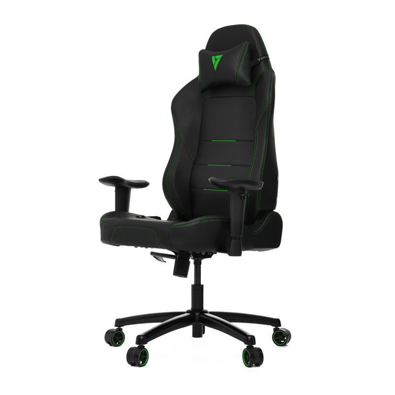 Fauteuil de jeu PL1000 à dossier large / siège de qualité supérieure, édition noir / rouge, Noir / Vert