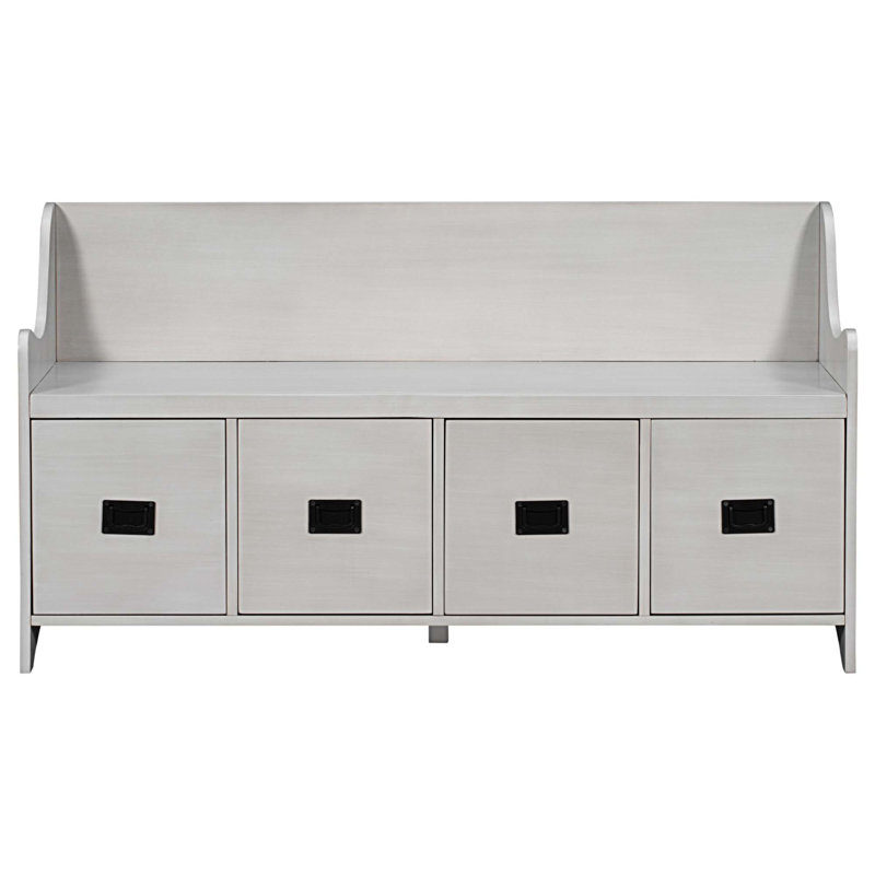 Fabric Upholstered Storage Bench, Gray Wash