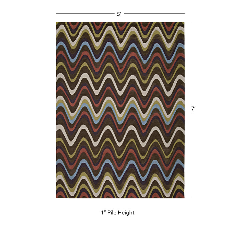 Tapis brun et multicolore Marisela, Rectangle 5 pi x 7 pi