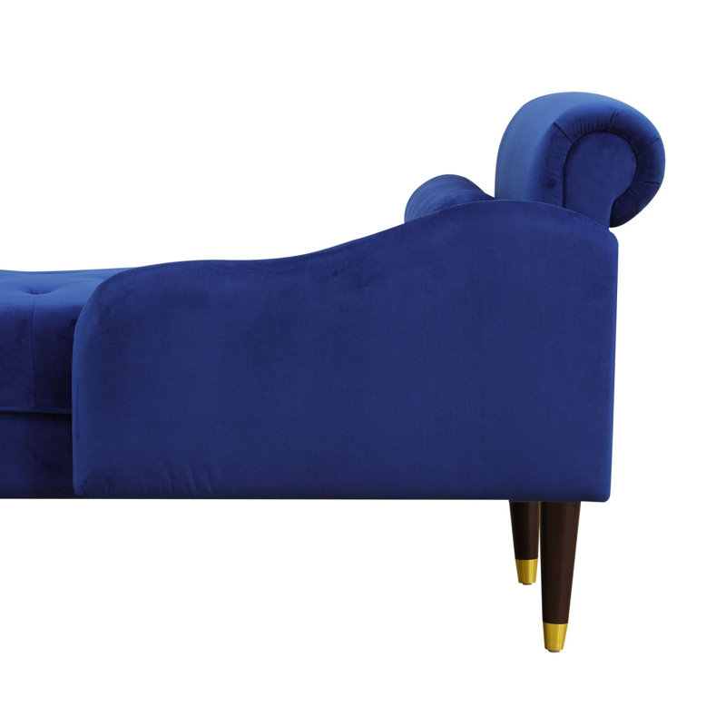 59" Sherpa Chaise Lounge Indoor,Lounge Chair With Right Armrest & Lumbar Pillow For Living Room/Bedroom/Office, Blue