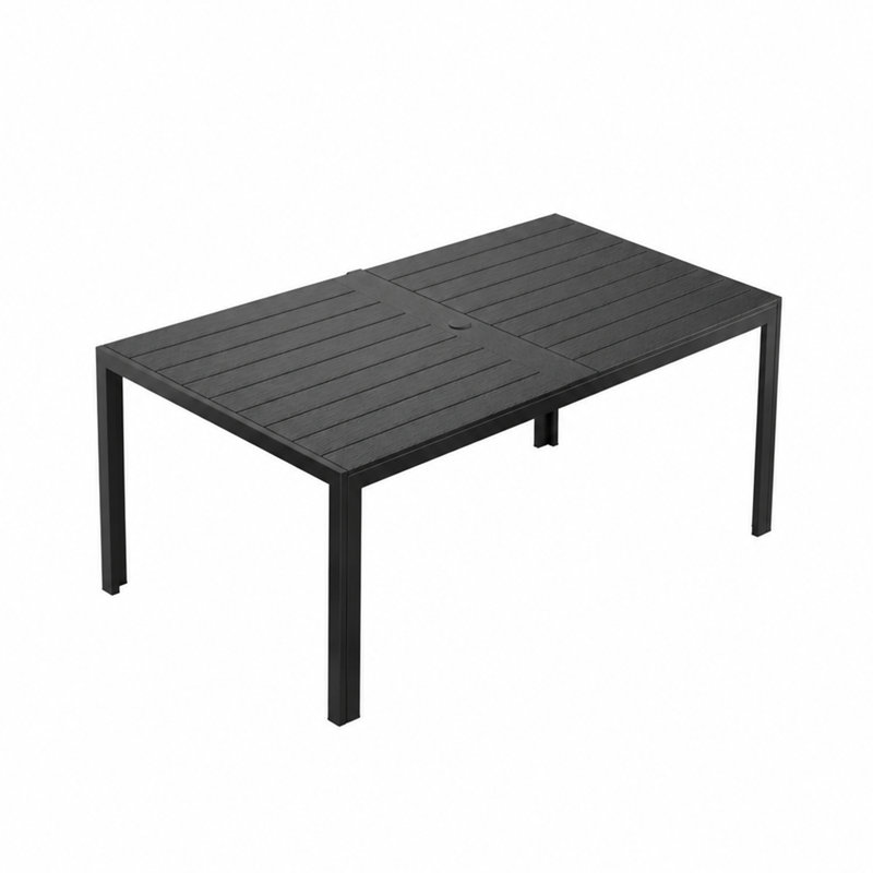Patio Rectangular Wood-like Metal Table