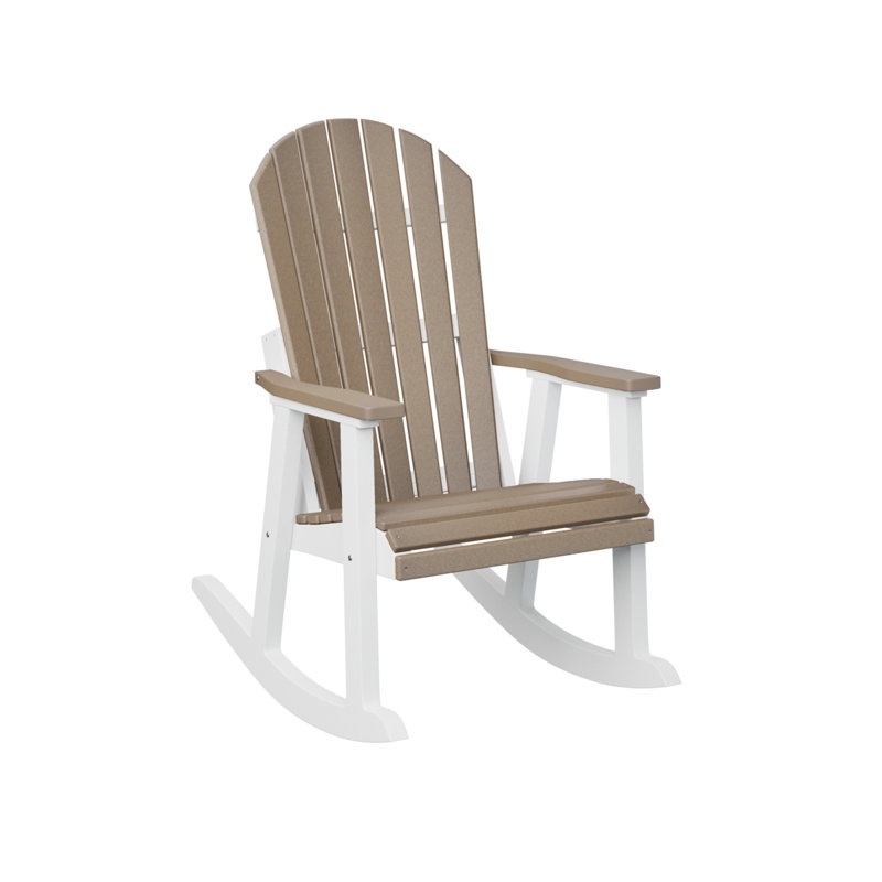 Comfo Back Outdoor Rocker Chair, Weatherwood/White