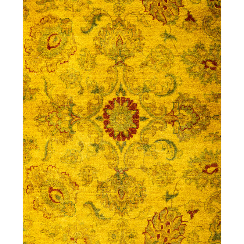 Overdyed Hand-Knotted Wool Modern-Contemporary Yellow Area Rug 6' 1" x 6' 1"