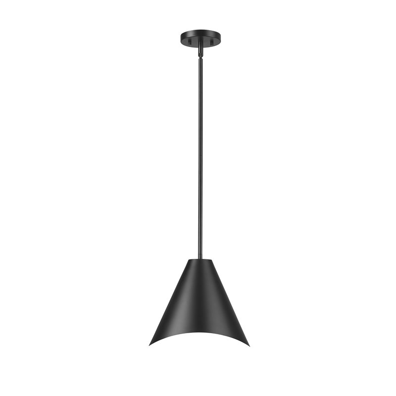 Luminaire suspendu 1 lumière Barrera, Noir mat, Noir / blanc