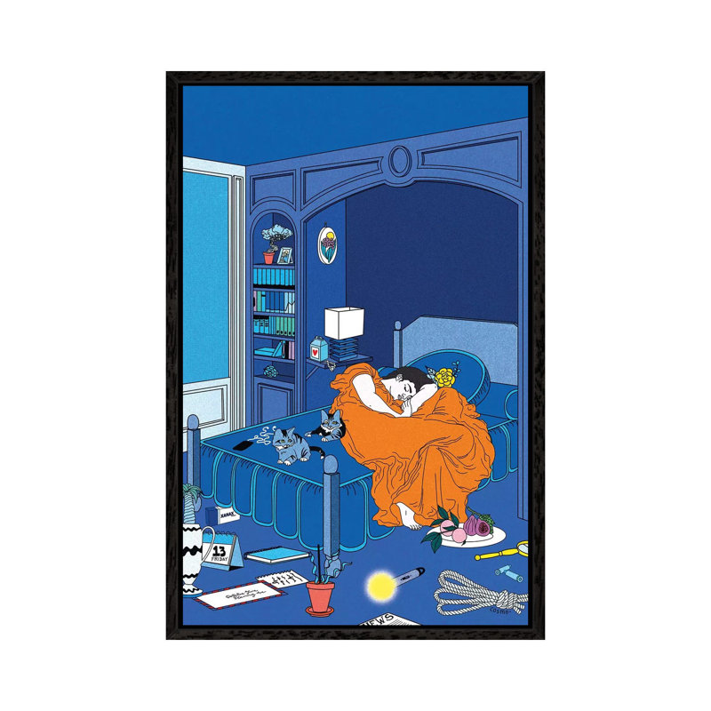 Flaming June by Cosmo - Print on Canvas, 101.6cm H x 20.32cm W x 3.81cm D, Black Framed Canvas