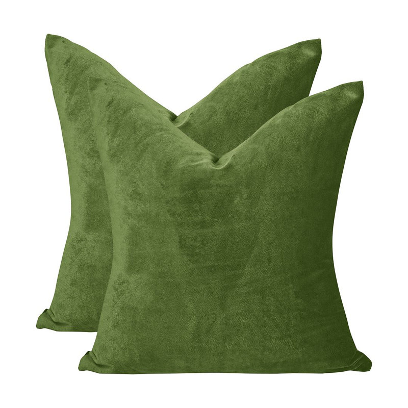 Matte Velvet Cushion Cover - 1 Pc, 41cm x 41cm, Olive
