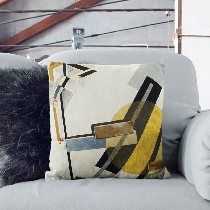 Proun 19D Square Throw Cushion, 40cm H x 40cm W x 15cm D, Stone