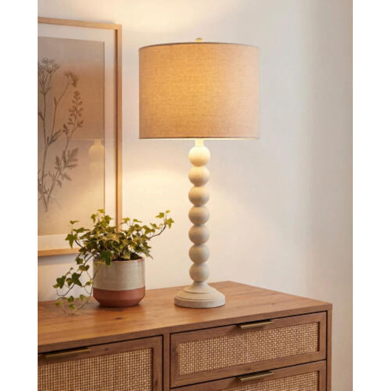 Elaine Table Lamp, Cream, Cream, 32" H x 15" W x 20" D