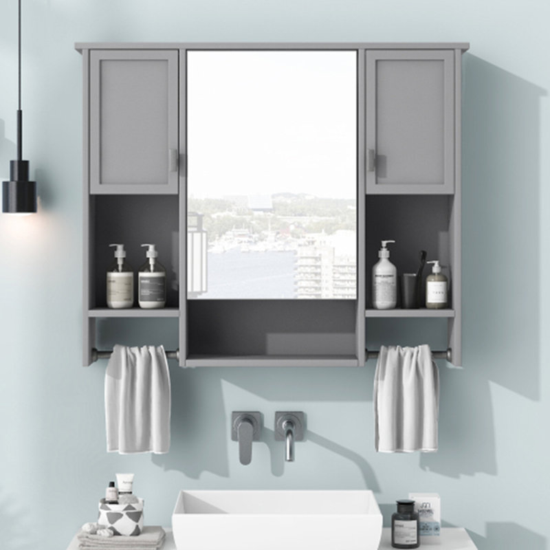 Armoire de rangement murale moderne pour salle de bain, Gris