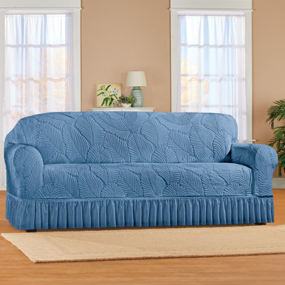 Textured Leaf Design Ruffled Skirt Slipcover